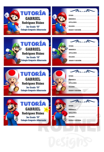 Mario-Bros Etiqueta